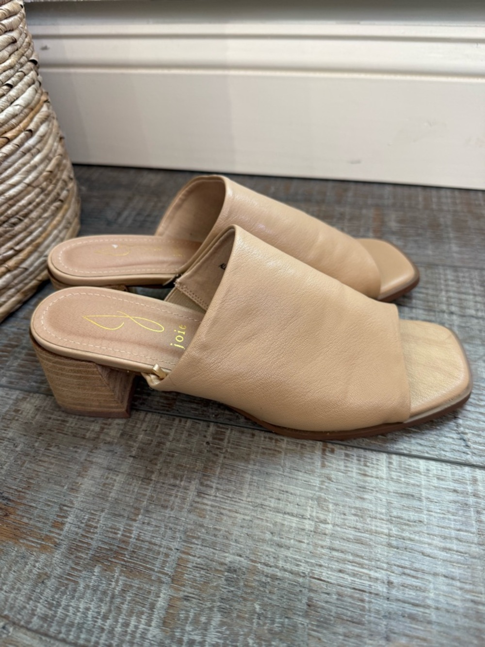Joie Tan Olympia Block Heel Slide Sandals sz7.5